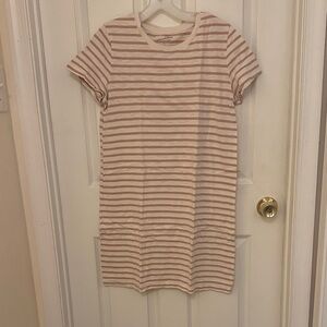Universal Thread Beige and White Striped T-shirt dress